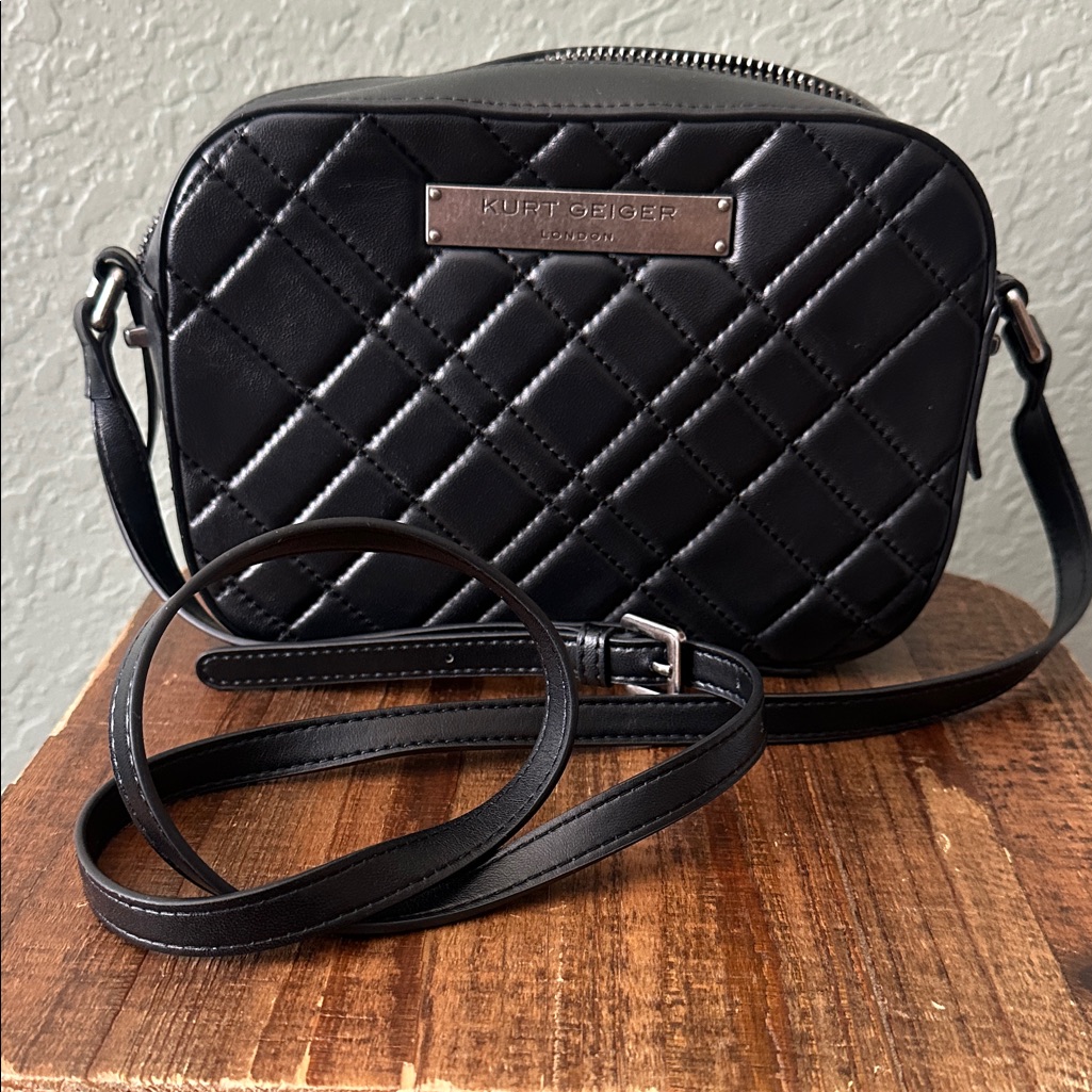 Kurt Geiger Black Quilted Crossbody Camera Bag